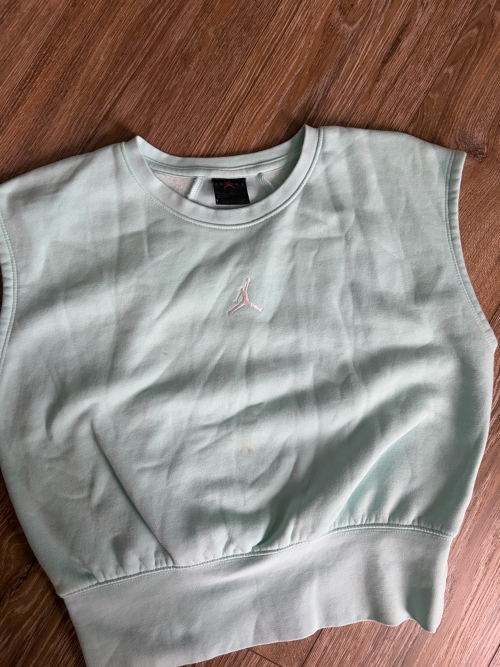 Jordan Sleeveless Cropped Top in Mint Green with Red Jumpman